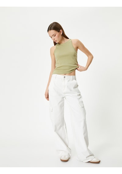 Koton Bisiklet Yaka Atlet Slim Fit Yeşil 4sal30070ık Yeşil