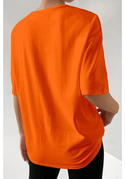Uyguntarz Unisex Happy Cherry Tasarım Basklı Tshirt Turuncu