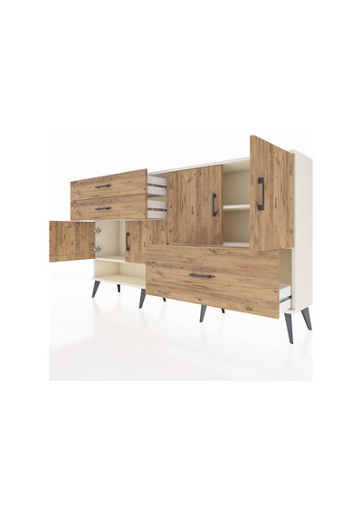 Arges Konsol 3 Raflı 3 Çekmeceli 4 Kapaklı 176x30x99 Aytaşı-çam Aytaşı-çam