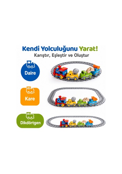 Buhar Çıkaran Işıklı Ve Sesli Şantiye Tren Seti - 29 Parça Manyetik Bağlantılı Eğitici Oyuncak İş Makineleri