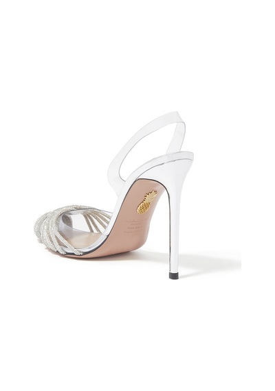 Aquazzura Gatsby 105 Kristal Slingback Topuklu Ayakkabı - Gümüş