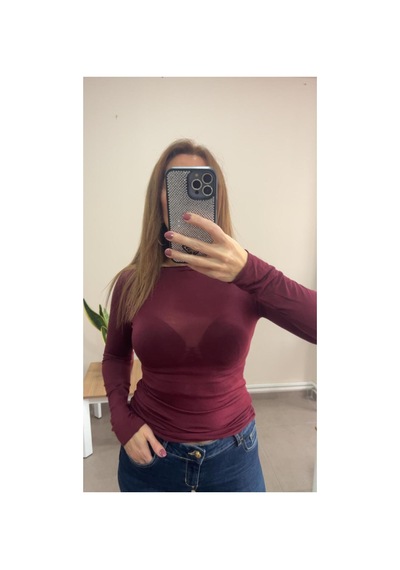Wellway Kayık Yaka Transpıaran Detay Kaşmir Kumaş Bluz-bordo Bordo