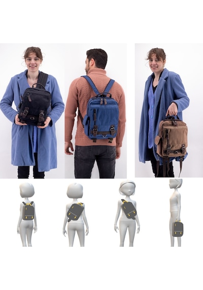 Cappadocia Vintage 4012 Siyah Küçük Sırt Çapraz Omuz Askılı 14 İnç Laptop Çantası Siyah