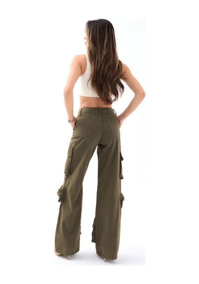 Ckm Moda Gela Kargo Cepli Bol Pantolon Haki