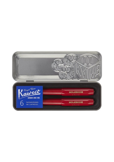 Moleskine X Kaweco Dolma Kalem Ve Tükenmez Kalem Seti Kırmzı Çok Renkli