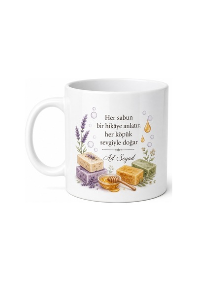 Doğal Sabun Üretenlere Mis Kokulu Banyo Keyfi Çay Kupası Hediye Bardak Beyaz / Çok Renkli