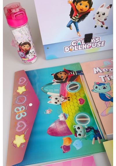 X Dekomus Lisanslı Gabby S Dollhouse Premium Kırtasiye Seti Saplı Çanta,boyama Kitabı,resim Defteri,bloknot, Altın