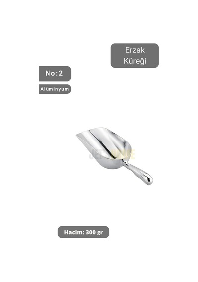 Erzak Küreği Alüminyum Bakliyat Küreği Un Küreği Kuruyemiş Küreği Hacim 300 Gr No:2 21 Cm