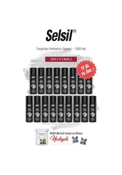 Selsil 200 Ml Torpido Parlatıcı Sprey, 17 Al 15 Öde Ve Rosie Pamuk 1 adet