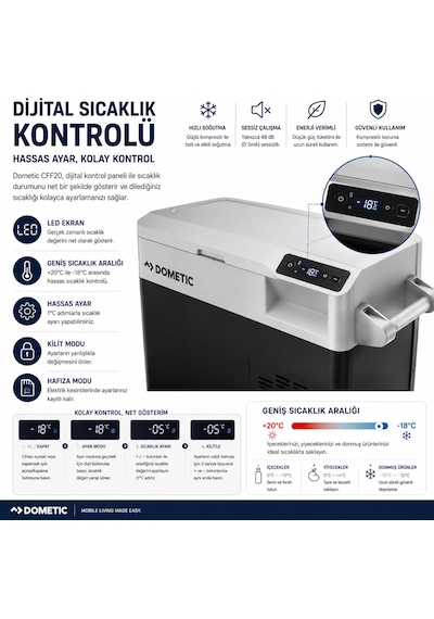 Dometic Cff20 Kompresörlü Araç Buzdolabı 21l 220v Ac / 12-24v Dc