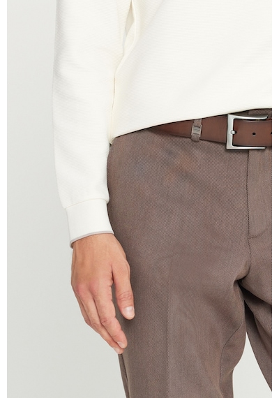 Premıum Altınyıldız Erkek Kahverengı Pamuklu Regular Fit Normal Kesim Diagonal Desenli Yan Cepli Casual Pantolon Kahverengi