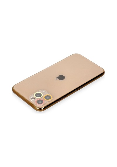 Mey İthalat Apple iPhone Uyumlu 11 Pro Max Renkli Kamera Lens Koruma Cam - Turuncu-kırmızı