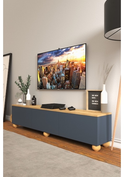 B3 Concept Nort Serisi Antrasit Safir Meşe 3 Kapaklı Tv Ünitesi