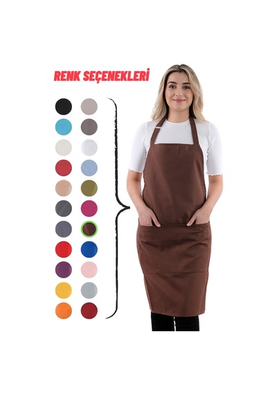 Sevilya Simple Ayar Askılı Mutfak Önlüğü Kahverengi