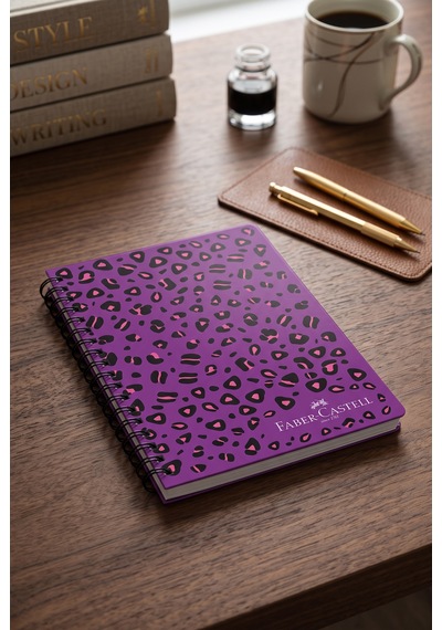 Fc Leo Sert Karton Kapak Spiralli Çizgili Defter Ajanda 17x24 Cm 100 Yp Mor