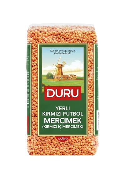 Duru Yerli Kırmızı Futbol Mercimek 1 Kg - 6 Adet Tarı