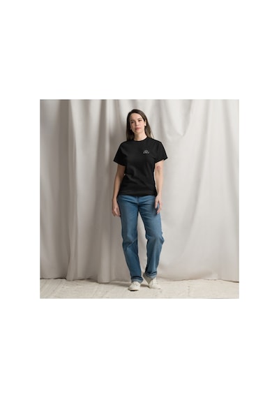 Wildstyle Explore Keşfet Dağcı Doğa Macera Temalı Baskılı Unisex Bisiklet Yaka Pamuklu Tişört Siyah