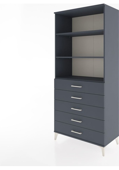 Hyperion Dolap 3 Raflı 5 Çekmeceli 88x44x195 Antrasit-antrasit Antrasit