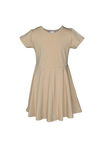 Lovetti Sütlü Kahve Kız Çocuk Düz Basic Kısa Kol Elbise 9560K018 Sütlü Kahve