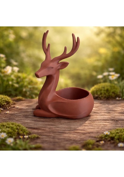 Dekoratif Geyik Mumluk Tealight Mumluk Balkon Sehpa Masa Üstü Ev Dekoru 11.5 Cm