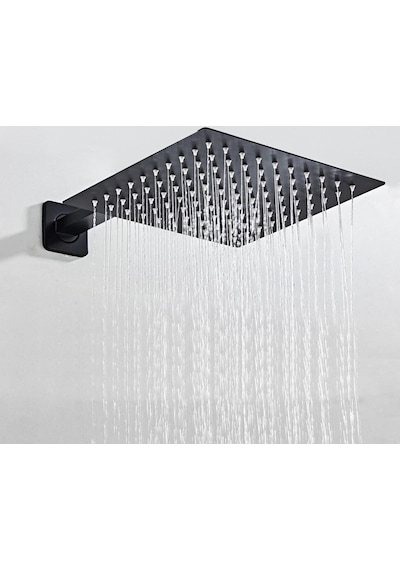 Fause Ankastre Duş Başlığı Borulu Kare Slim Metal 30 X 30 Cm Siyah