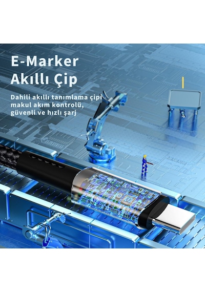 Essager 100w 5a Type C To Type C Süper Hızlı Şarj Ve Data Kablosu, Kopmaz Örgü Tipi Süper Dayanıklı Kablo 2 Metre 1 Adet