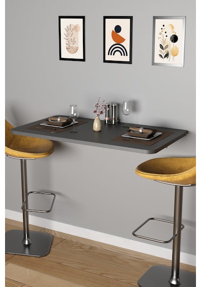 Katlanabilir Duvara Monte Mutfak Masası - 50x90 Cm Yemek Ve Hazırlık Masası Antrasit