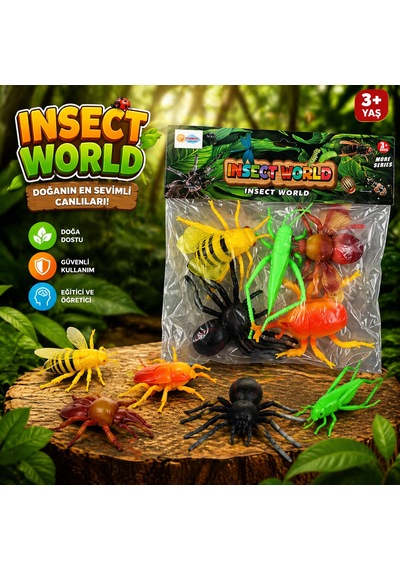 Insect World Karışık Böcek Figür Seti Gerçekçi Görünümlü Eğitici Oyuncak Poşetli Set