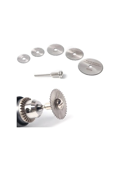 Metal 6 Parça Mini Matkap Ucu Ahşap Kesme Yuvarlak Çelik Bıçak Disk Testere Seti Kiti Lisinya Çok Renkli