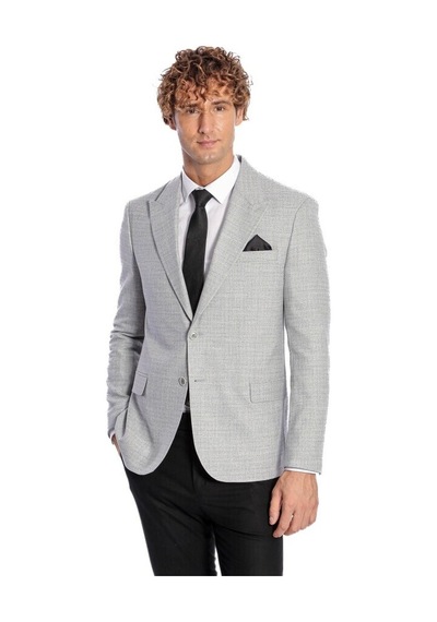 Wessi Desenli Slim Fit Gri Erkek Ceket 001