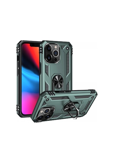 Ilkeshop Newface Apple iPhone Uyumlu 13 Pro Kılıf Sofya Yüzüklü Silikon Kapak - Yeşil
