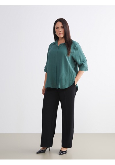 Lcwaıkıkı Classic Siyah Büyük Beden Standart Fit Geniş Paça Kadın Pantolon