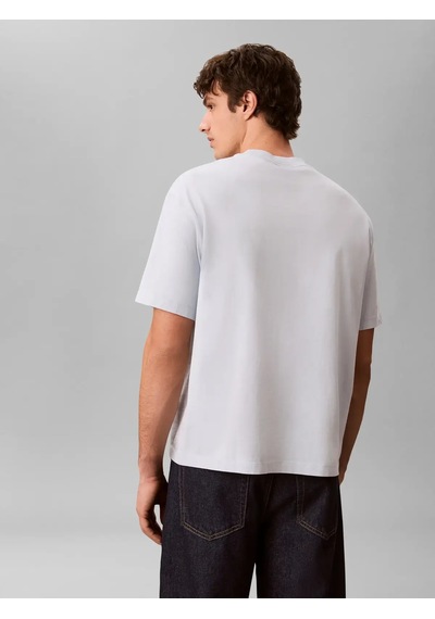 Calvin Klein Ss 16s Lınen Applıqu, Cıq Beyaz Erkek T-shirt