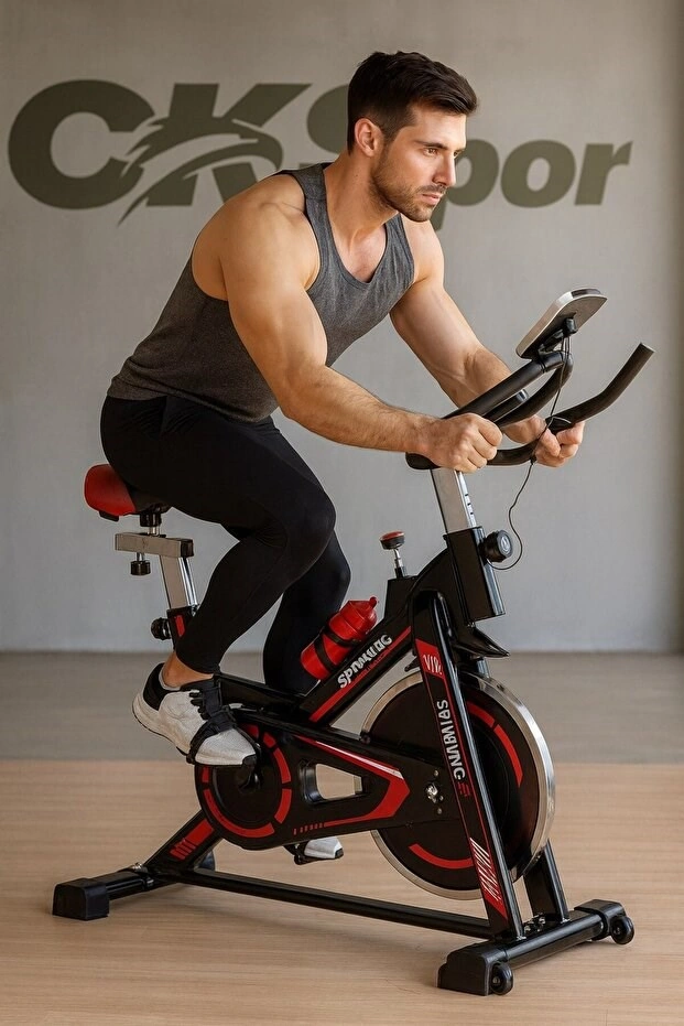 Kırmızı Spinning Bisiklet Ev Tipi Profesyonel Kondisyon Bisikleti
