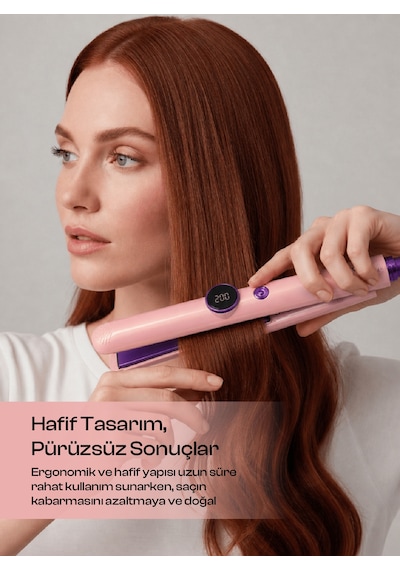 Mkio 100-230°C Ayarlanabilir Isı Seramik Plaka 360° Döner Kablo Saç Düzleştirici 54W Hızlı Isınma Dijital Ekranlı Isı Ayarlı Seramik Saç Düzleştirici