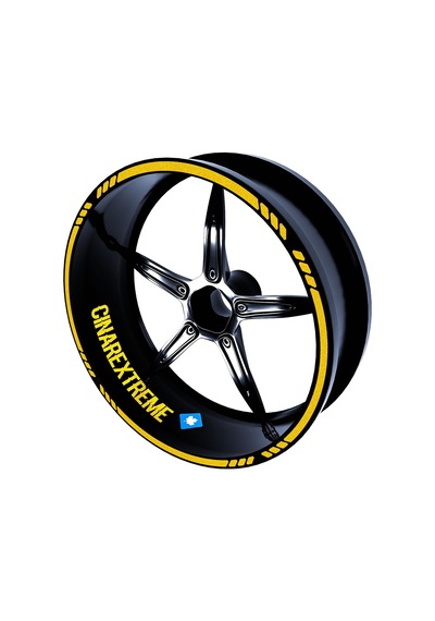 Moto Rider 4'lü Sticker Seti Reflektif Sarı İç Dış Jant Şeridi Kask Ve Çamurluk Çınar Extreme