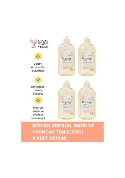 Baproy Bebekler Için Bitkisel Biberon Emzik Temizleyicisi 500 Ml 4 Adet