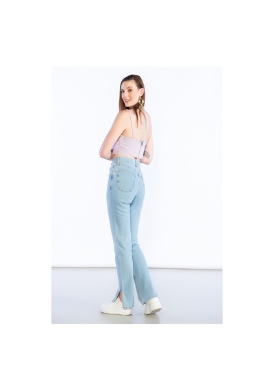 Açık Mavi Yüksek Bel Paça Kesik Detaylı Mom Jeans-açık Mavi Açık Mavi