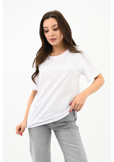 Kadın Taş Baskı Detaylı T-shirt 1749-24 001
