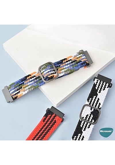 Xiaomi Watch S1 Active İçin Kordon Braided Loop Band Siyah Beyaz
