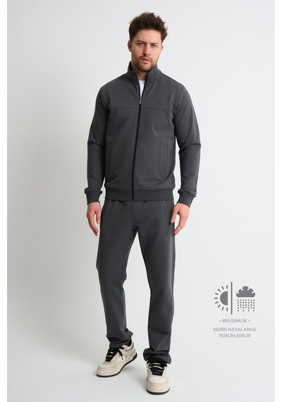 Shooter Sportswear Shooter Premium Rahat Kalıp Mevsimlik Yumuşak Dokulu Erkek Eşofman Takımı Gri