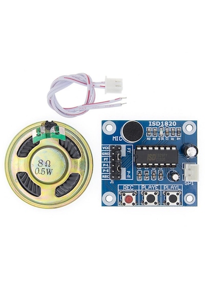 Isd1820-1 Ses Kayıt Ve Çalma Modülü Mikrofonlu + Mini Hoparlör