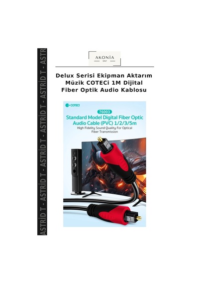 Delux Serisi Ekipman Aktarım Müzik Coteci 1m Dijital Fiber Optik Audio Kablosu
