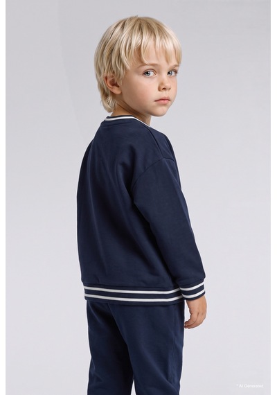 Defacto Oversize Futbol Baskılı Kalın Sweatshirt Erkek Bebek I0652a526cwnv256 Lacivert-nv256