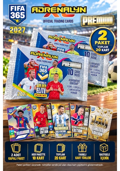 Panini Fıfa 365 Adrenalyn 2027 Premium Futbolcu Kartı 2 Li Paket - Toplam 20 Kart