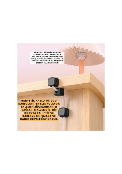 6 Adet Set Yapışkanlı Manyetik Kapaklı Kablo Düzenleyici Organizer, Ev, Ofis, Kablo Düzenleyici Belirtilmemiş 92712114