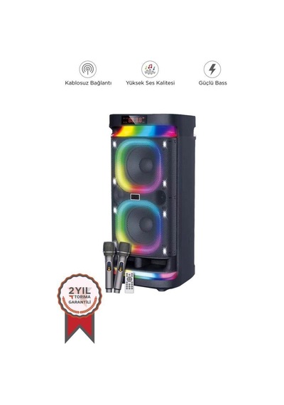 Bts-1990 Siyah Rgb Ledli Mikrofonlu Kumandalı Bluetooth Hoparlör Parti Speaker-132900