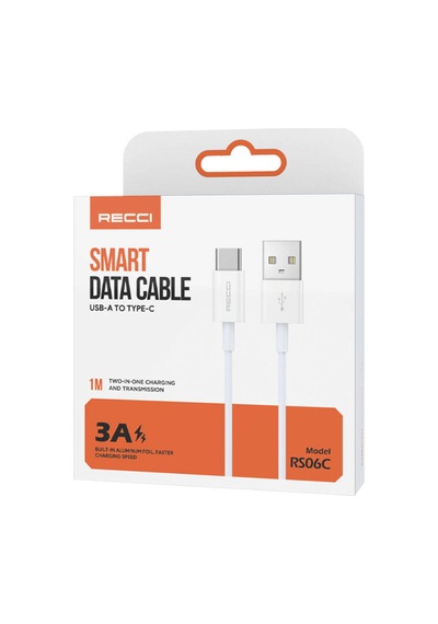 Rs06c Type-c Şarj Ve Data Kablo 3a Hızlı Şarj Özellikli Usb To Type-c 1m Beyaz