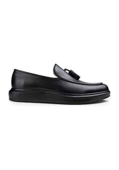 Deery Hakiki Deri Siyah Püsküllü Comfort Erkek Loafer Siyah