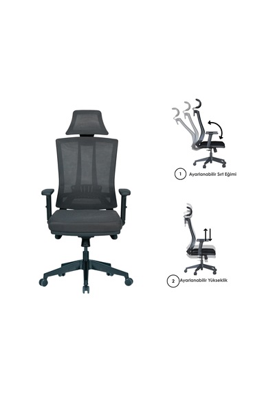 Casella Eden Fileli Yönetici Koltuğu Ofi S Koltuğu Ergonomik, Şık Ve Fonksiyonel Siyah